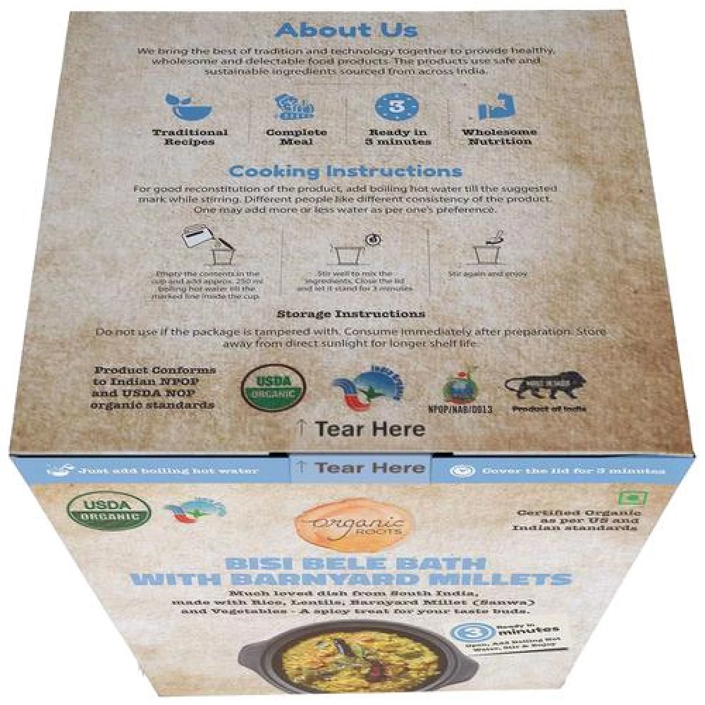 Organic Roots Bisi Bele Bath With Barnyard Millets - Instant, 55 g (Pack of 2)-7.webp